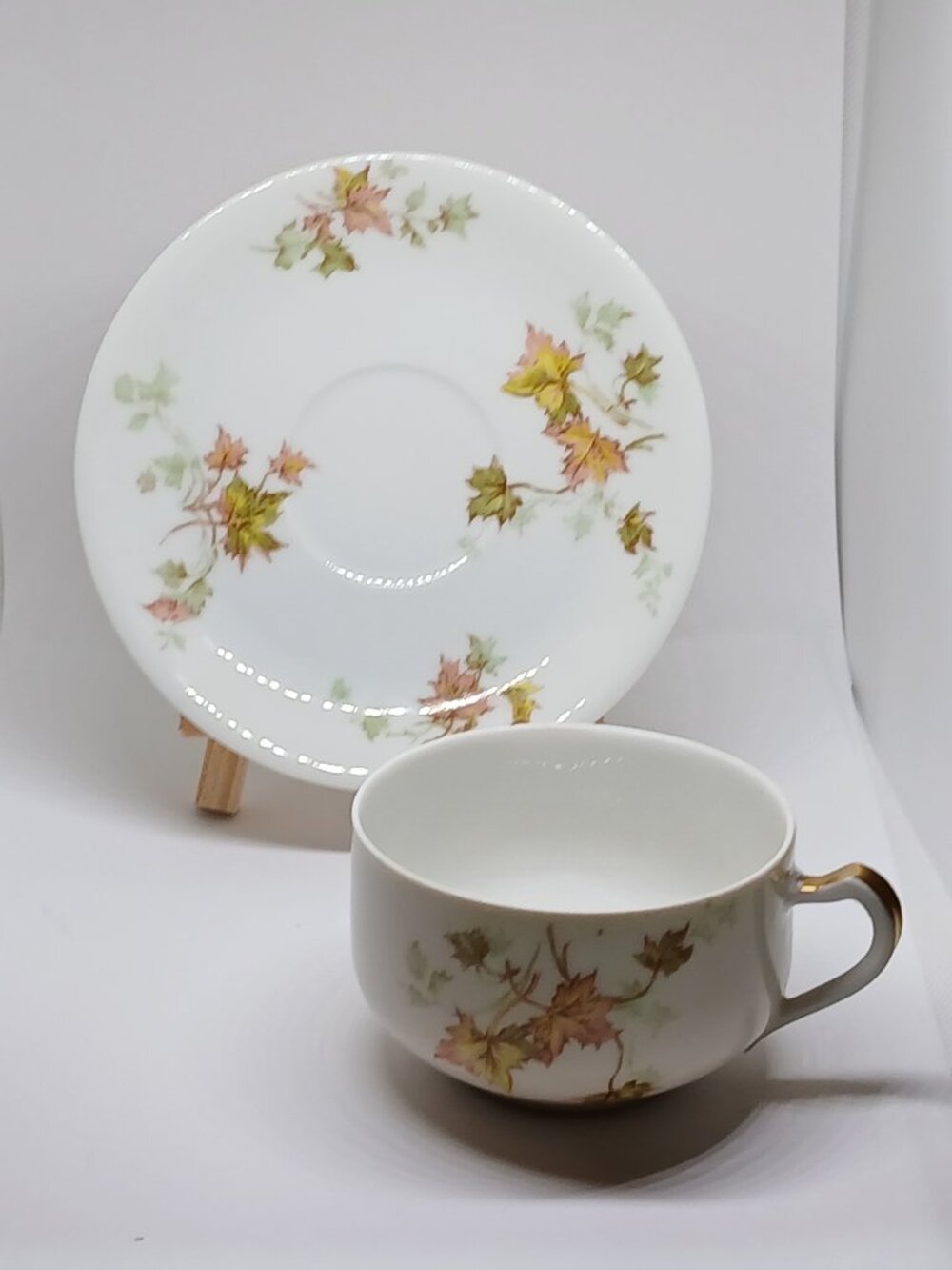 Vintage Antique Haviland & Co. Limoges FRANCE MAPLE LEAF Tea Cup & Saucer
